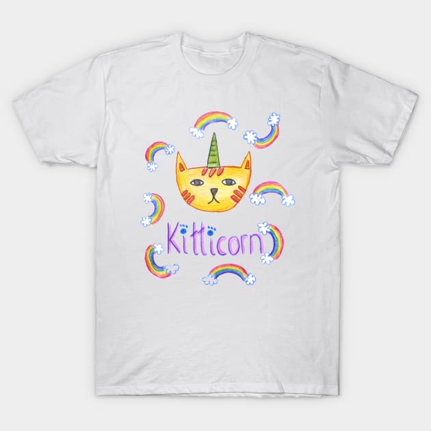 Rainbow unicorn cat color T-Shirt by BalumbaArt